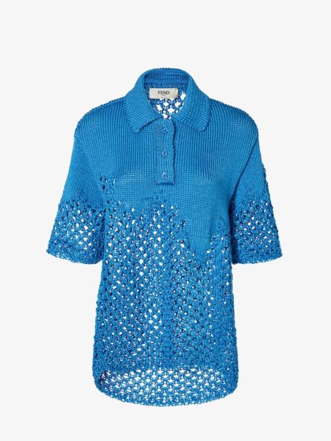 Sweater Light blue macramé silk sweater