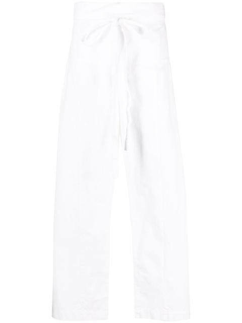 drawstring-waist wide-leg trousers