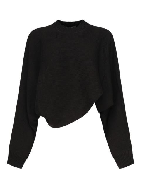 asymmetric-hem knit sweater