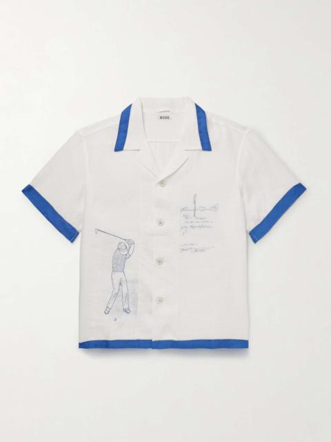 Club Champion Camp-Collar Embroidered Linen Shirt