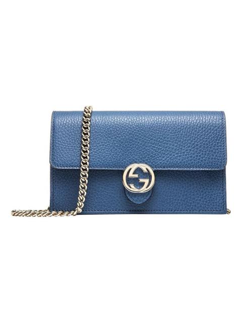 (WMNS) Gucci Logo Double G Leather WOC Chain Shoulder Messenger Bag Blue Classic 510314-CAO0G-4231