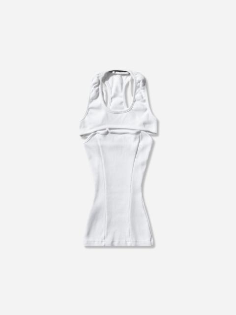 Women's Split Racerback Rib Tank Top White