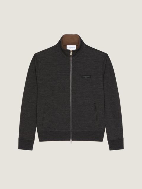ZIPPED SWEATSHIRT IN WOOL WITH GIVENCHY PARIS GROS GRAIN