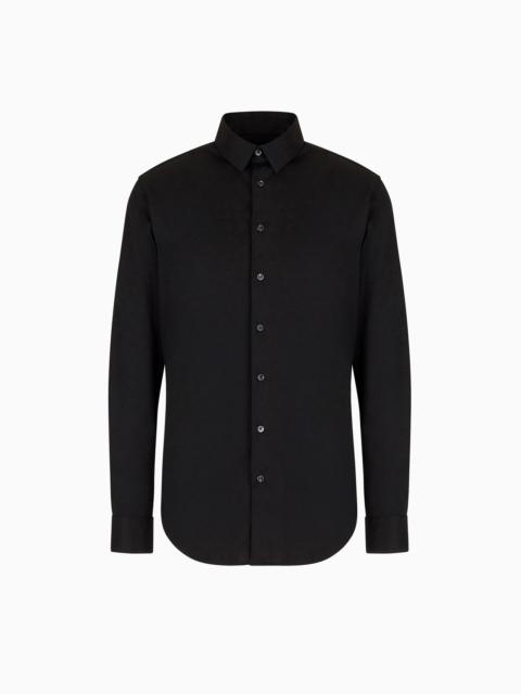 Plain-knit cotton interlock shirt