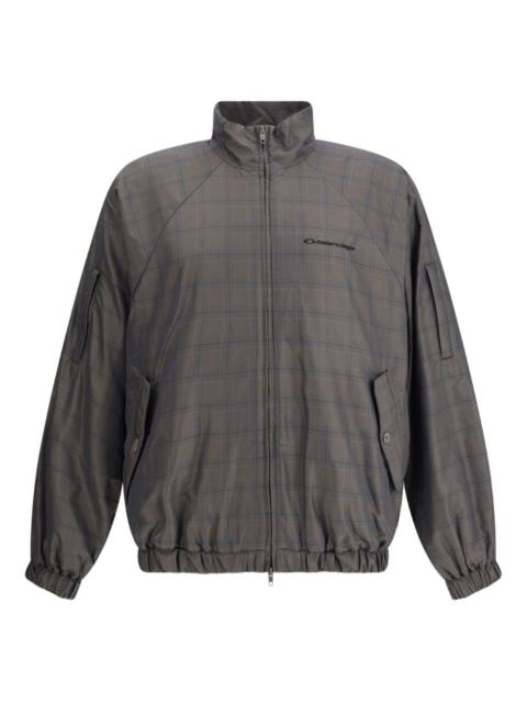 checked zip-up jacket