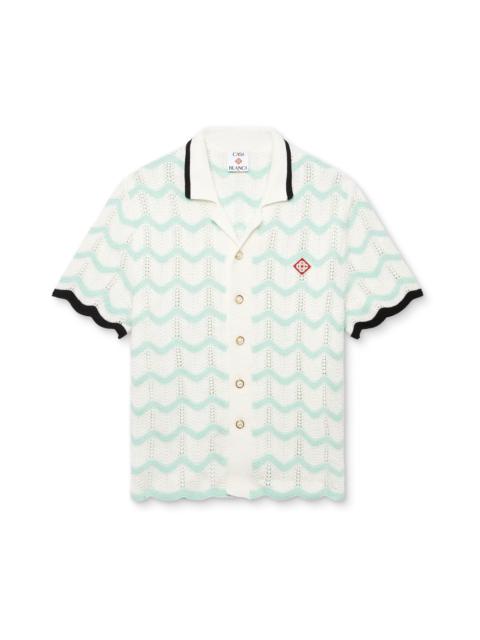 Gradient Wave Cotton Crochet Short Sleeve Shirt | Casablanca Paris