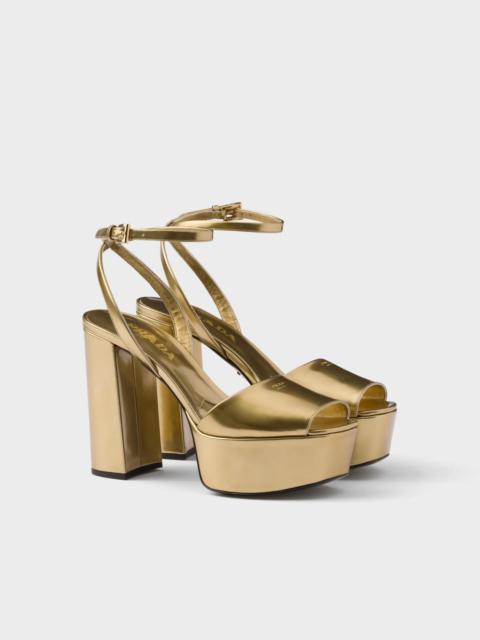 Metallic leather platform sandals