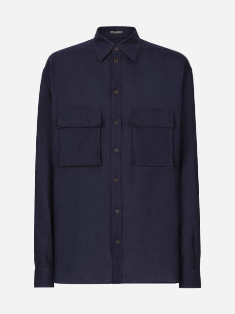 Oversize linen shirt with pockets