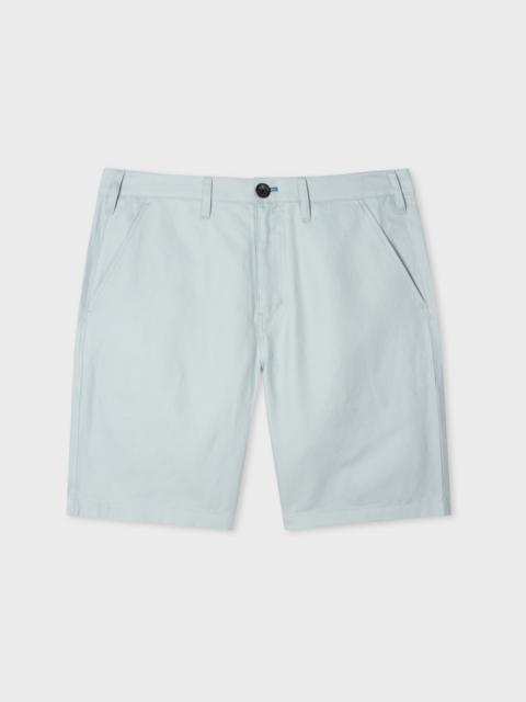 Light Blue Piece-Dyed Cotton Linen Chino Shorts