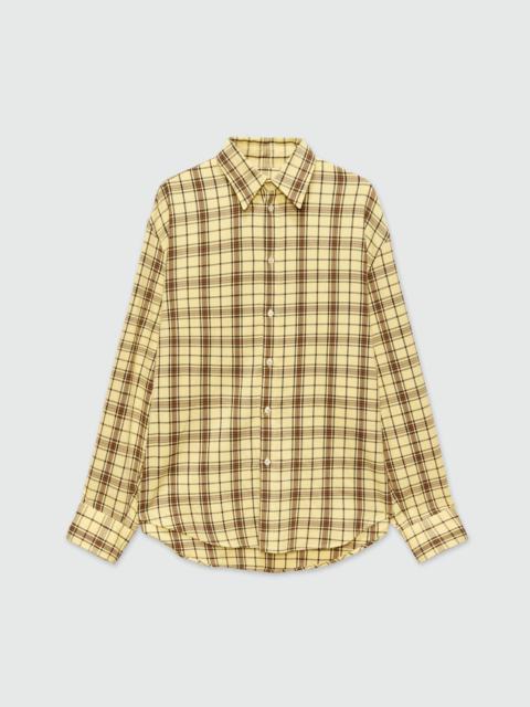 Yellow viscose shirt with check pattern