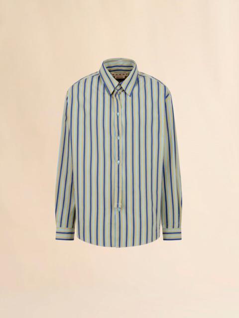 GREEN STRIPED POPLIN SHIRT WITH NECK STRAP