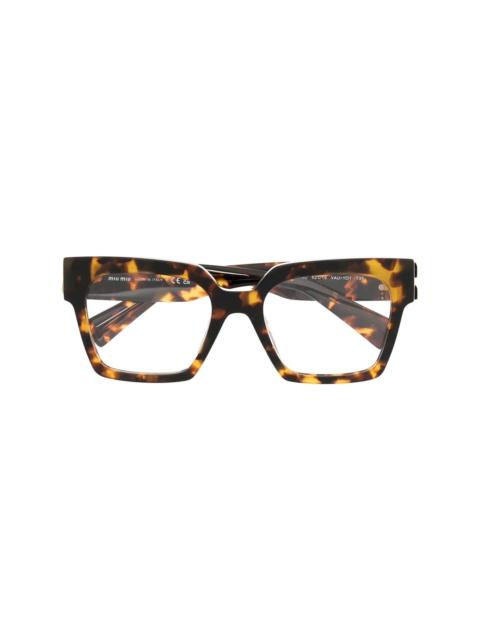 tortoiseshell-effect square glasses