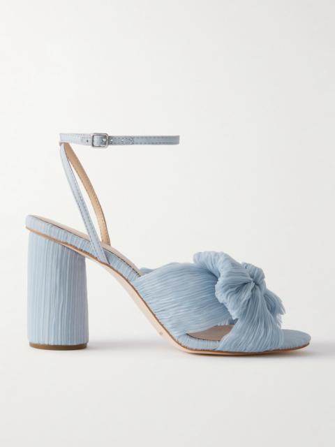 Camellia Bow-embellished Plissé-organza Sandals