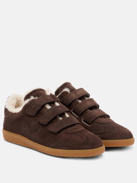 Beth shearling-trimmed suede sneakers