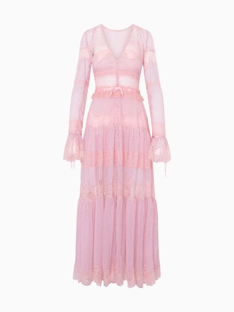 Marinetta Polka Dot Lace-Trim Maxi Dress