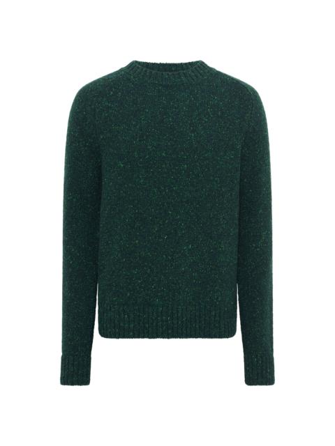 Daniel Knit Sweater in English Green Speckled Aran Cashmere