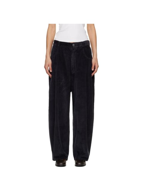 Navy Corduroy Baggy Trousers