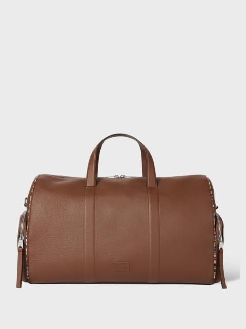 Tan Leather 'Signature Stripe' Piping Holdall