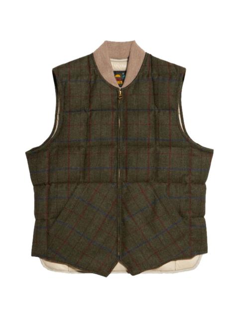 checked zip gilet