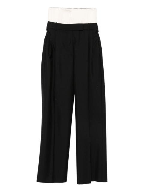 layered-effect pleated trousers