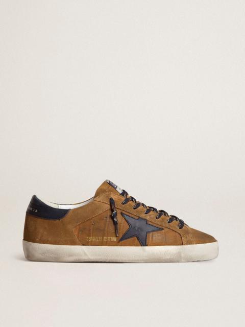 Super-Star LTD in tobacco-colored croc-print leather with midnight blue leather star and heel tab