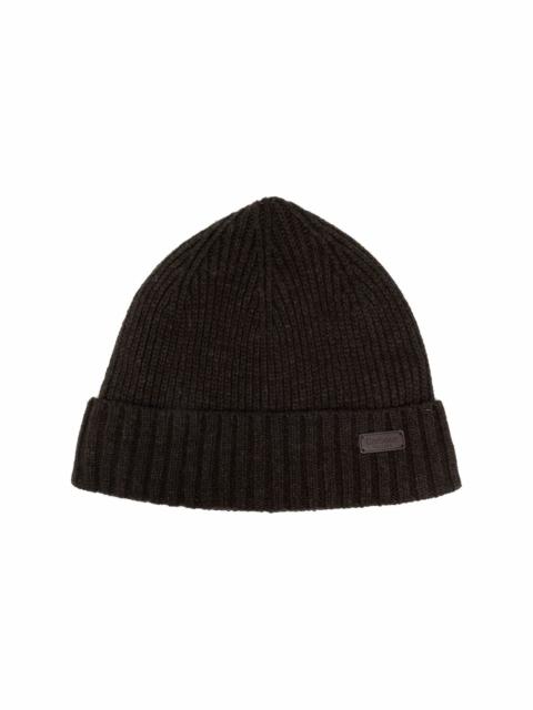 logo-patch knitted beanie