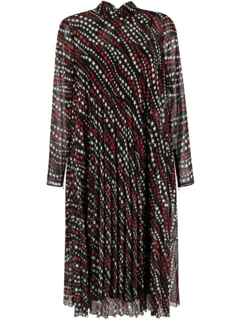 star print pleated dress