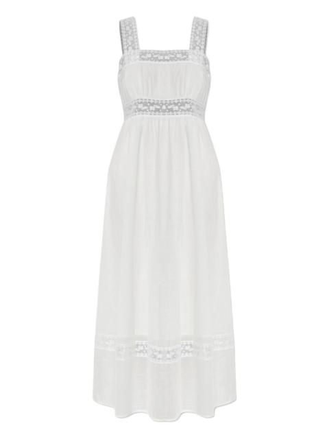 lace-insert midi dress