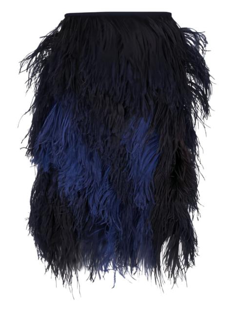 feather-appliqué midi skirt