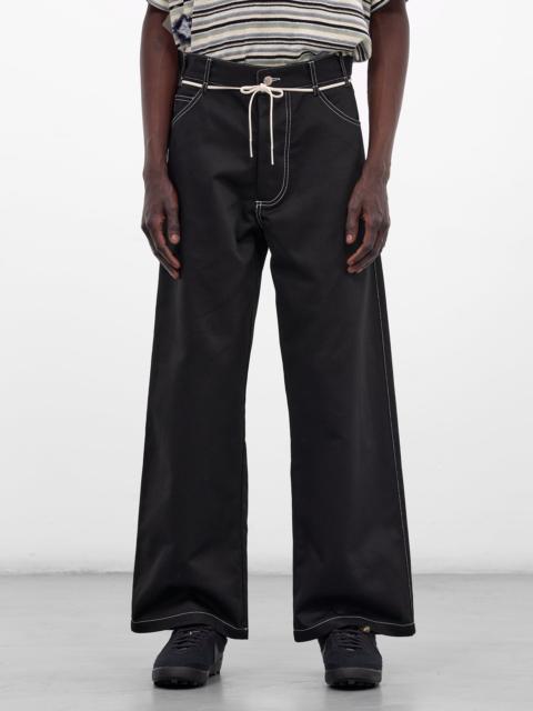 Black Wool Baggy Wide Jeans