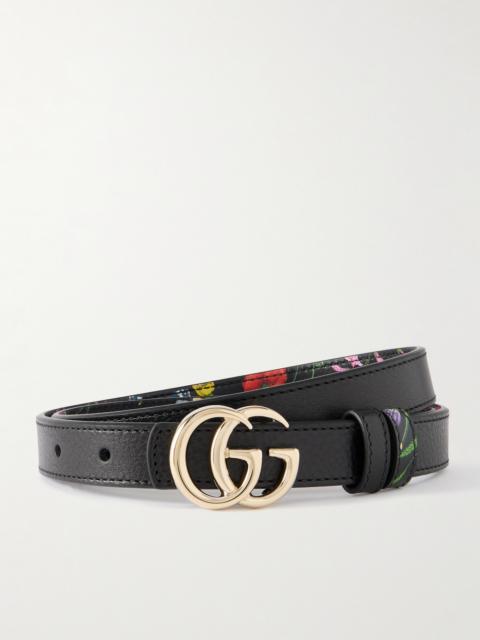 Marmont Reversible Floral-print Leather Belt