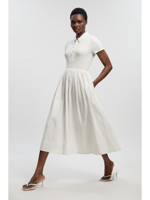 Viscose Rib Button Up Collared Shirt Maxi Dress