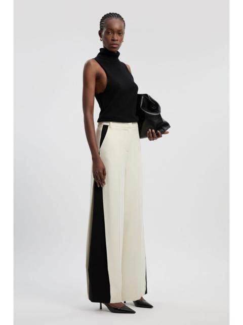 Compact Stretch Contrast Colour Tailored Wide Leg Trouser
