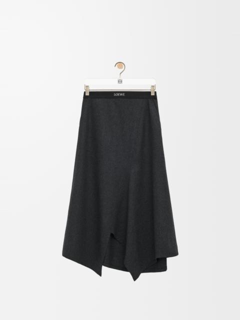 Asymmetric skirt in wool and cashmere