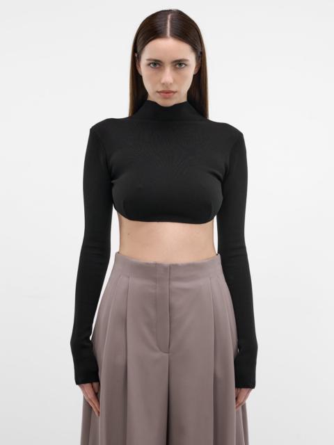 Black Mock-Neck Cropped Top