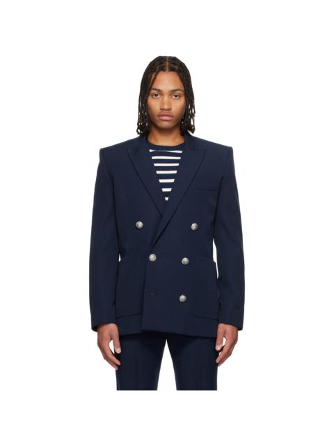 Navy Grain de Poudre Blazer