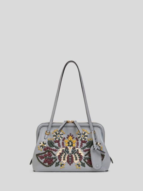 SMALL LEATHER DOC SHOULDER BAG WITH EMBROIDERY