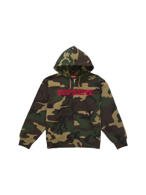 Supreme Collegiate Applique Zip Up Hooded Sweatshirt Woodland Camo