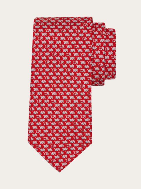 Elephant print silk tie
