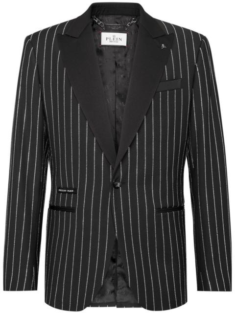 crystal-embellished single-breasted blazer