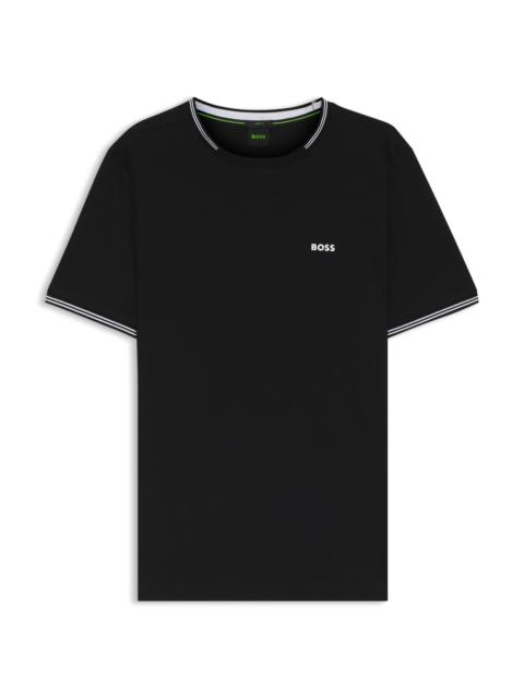 STRETCH-COTTON T-SHIRT WITH STRIPES AND LOGO