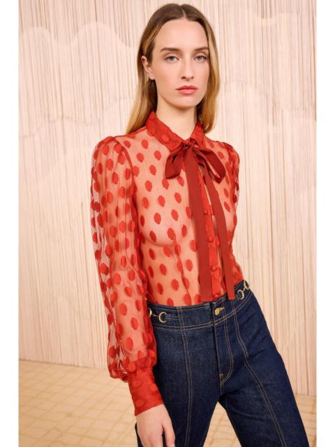 Soraya Lace Neck–Tie Blouse