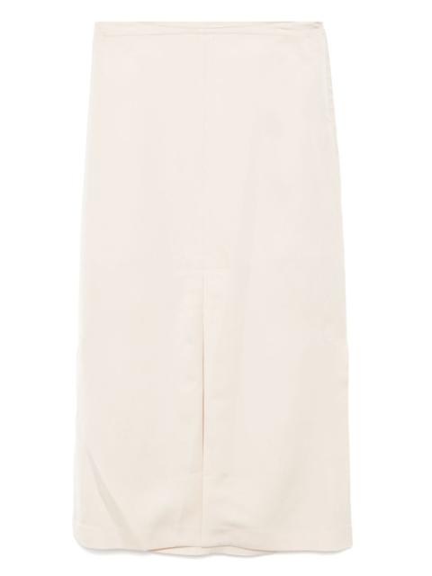 long front-slit skirt