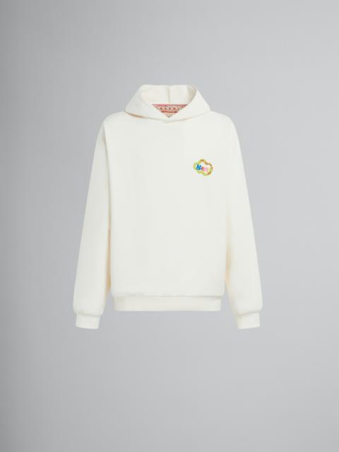 MARNI X NO VACANCY INN - WHITE SWEATSHIRT IN BIO COTTON JERSEY WITH SNAKE LOGO PRINT