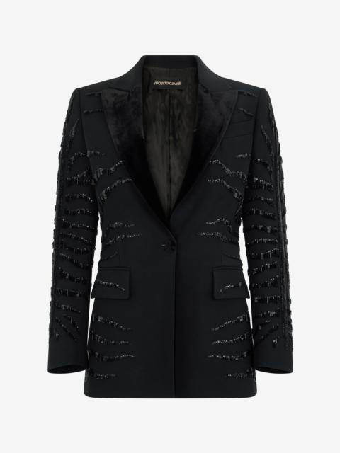 Black Jacket with Zebra Sequin Pattern