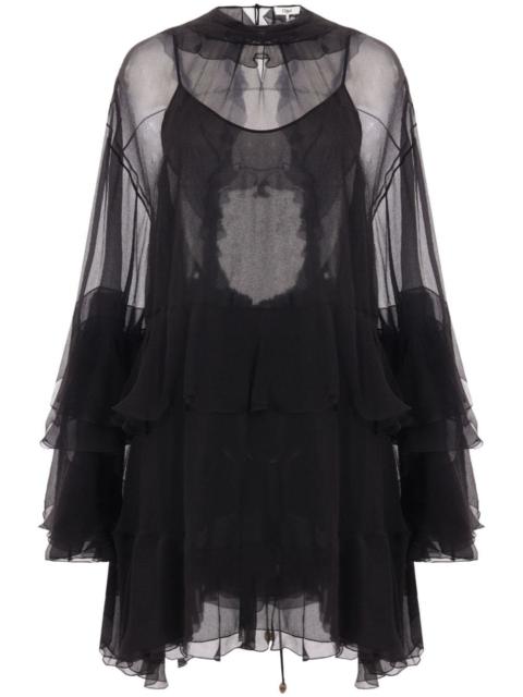 ruffled silk-georgette mini dress