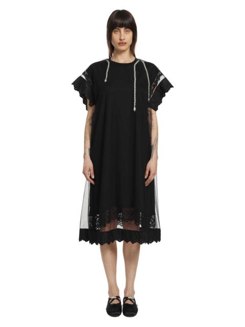 Layered Liquid Lace Trim Smock Dress With Embroidery