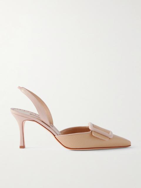 Mayslibi 70 Lizard-effect Leather Slingback Pumps