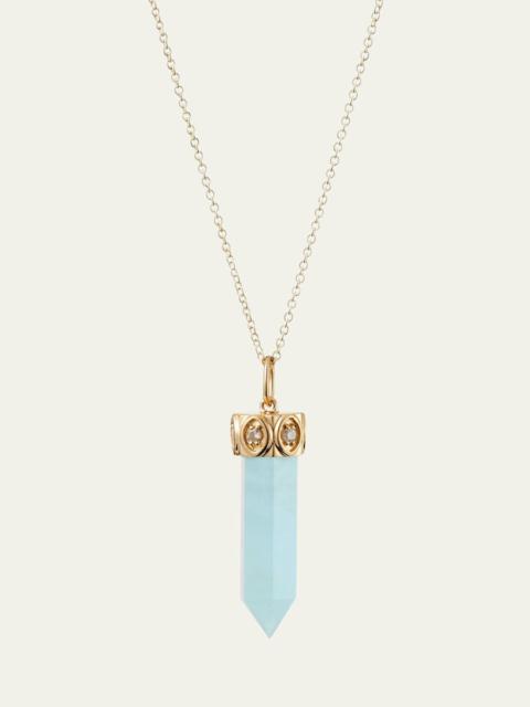 Long Aquamarine Crystal Pendant Necklace