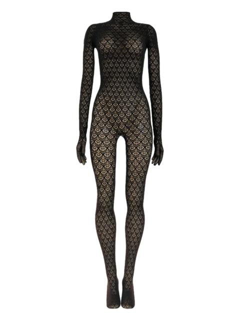 mermaid-net mock-neck catsuit